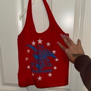 Budweiser Red Tote with Blue Eagle and White Stars